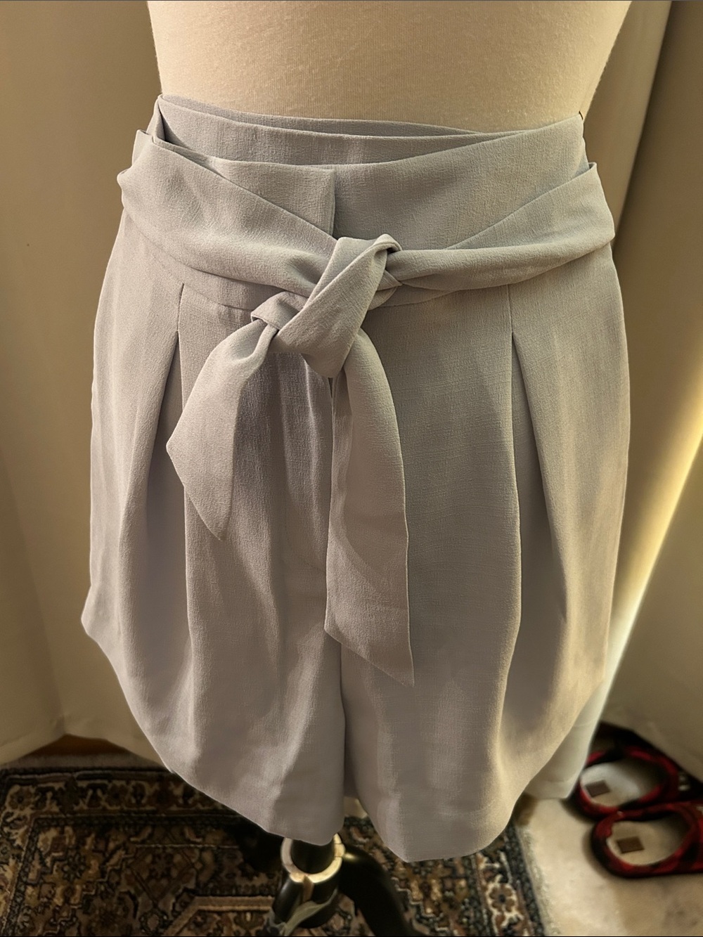 Leith Light Gray Tie-Waist Bermuda Shorts